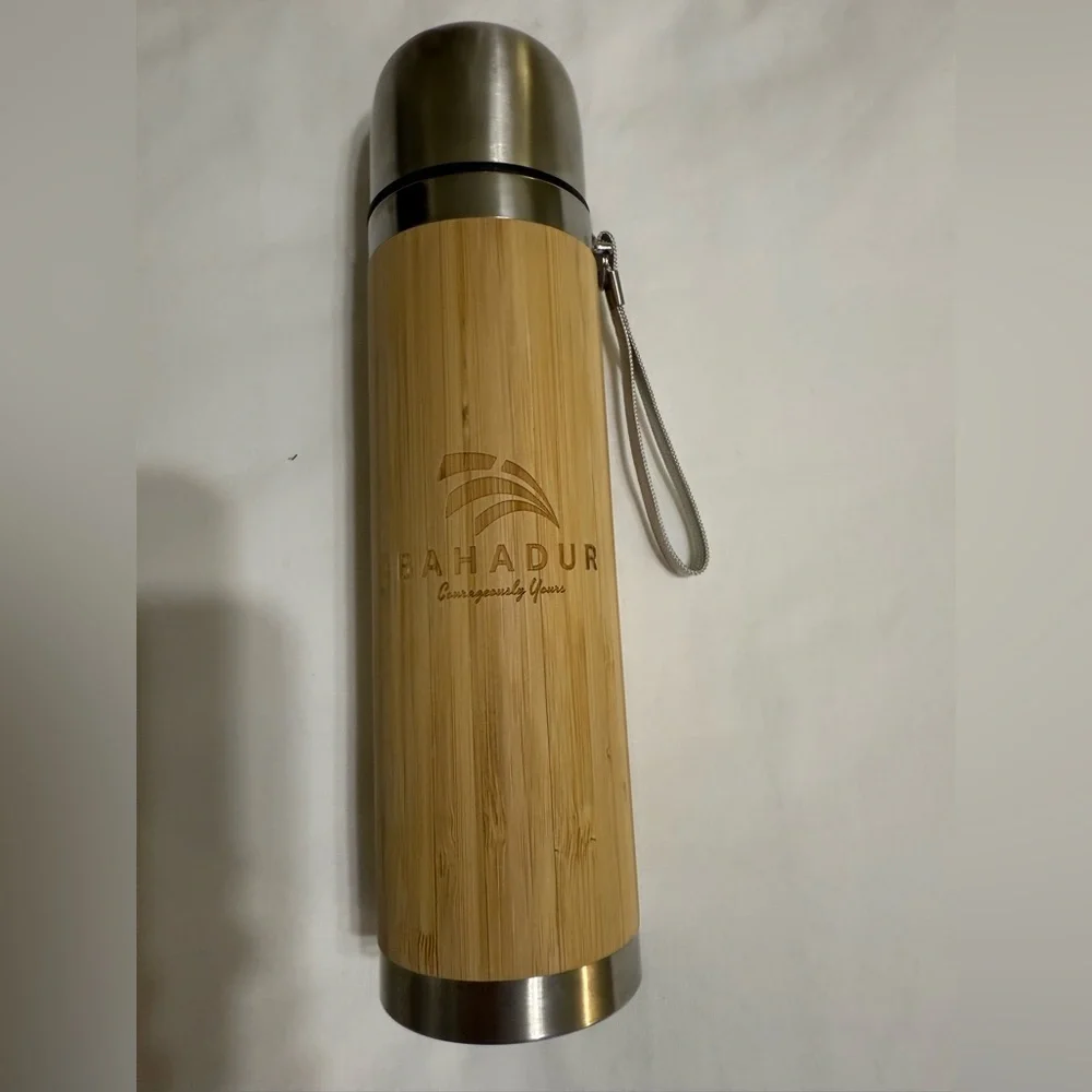 Bahadur Bamboo Thermos‎ with Silver Lid